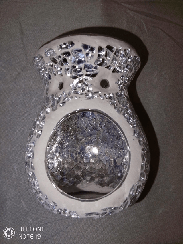 Silver Flared Crackle Oil Burner 