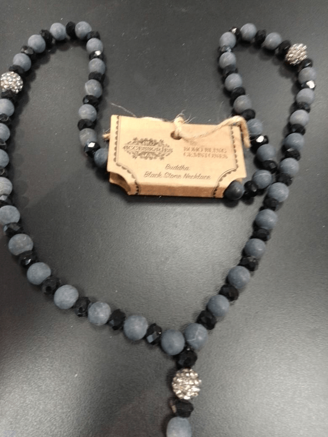 Buddha Black Stone Gemstone Necklace 