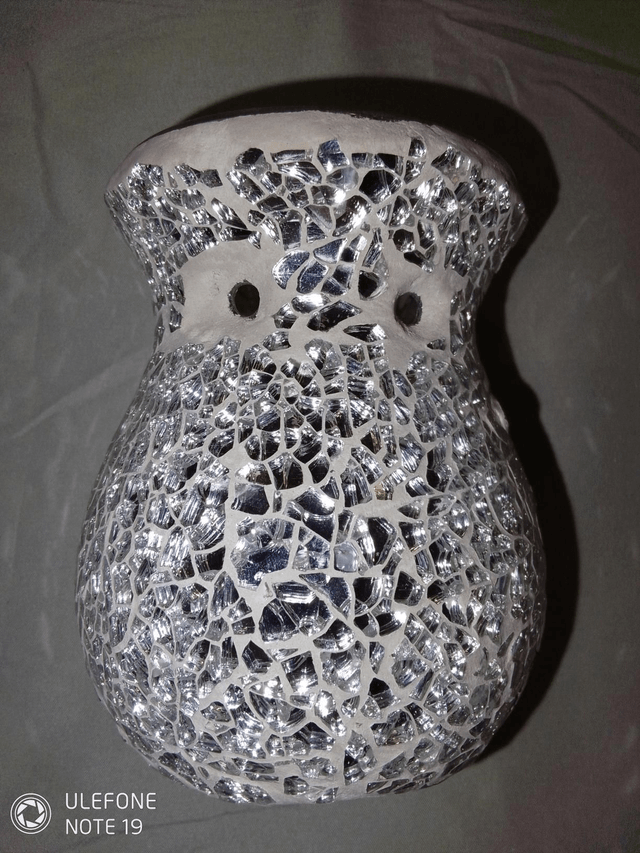 Silver Flared Crackle Oil Burner 