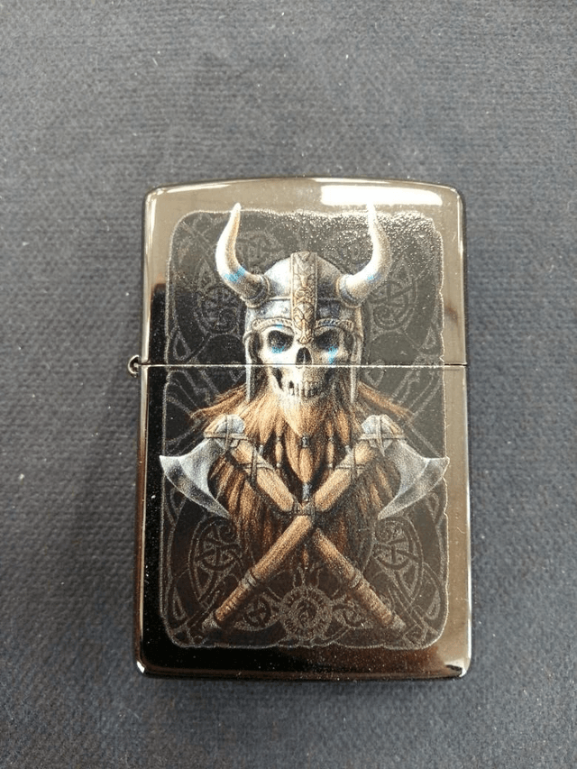 Viking Skull & Axe Design Genuine Zippo Lighter 