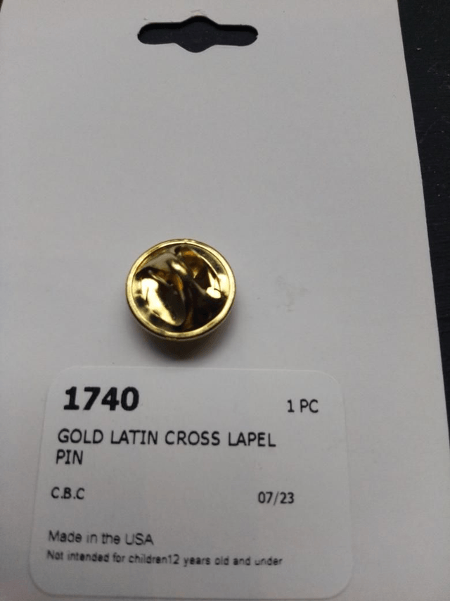 Gold Colour Latin Cross Lapel Pin