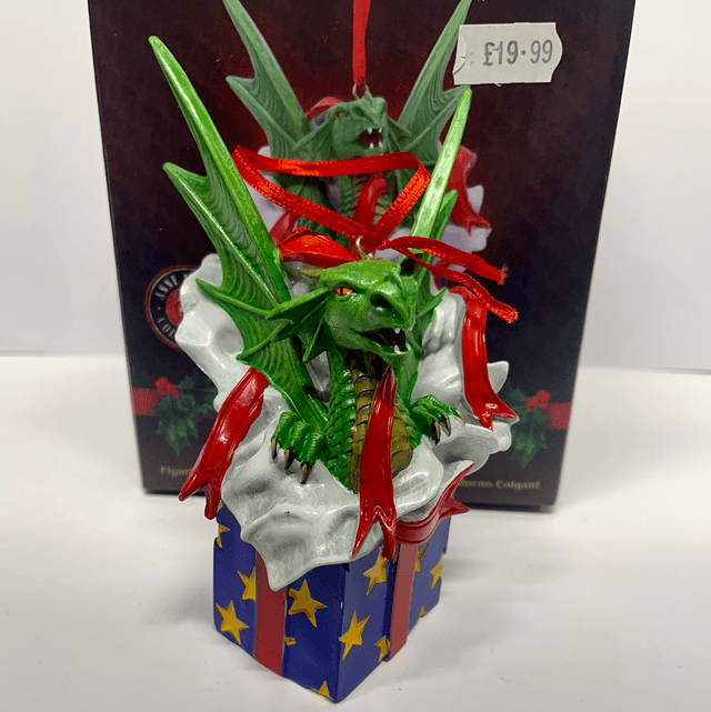 Anne Stokes Yuletide Christmas Mischief Dragon Hanging Decoration 