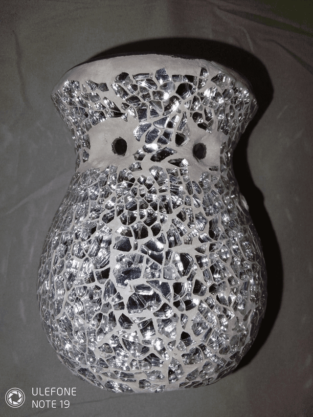 Silver Flared Crackle Oil Burner 