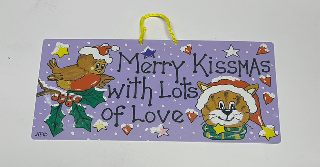 Christmas Hanging Sign - Merry Kissmas 