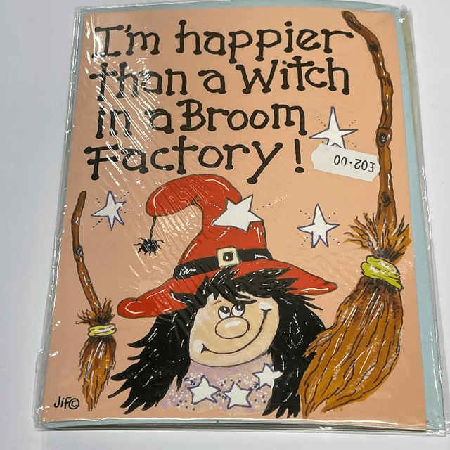 Cute Greetings Card - Happier than a Witch 